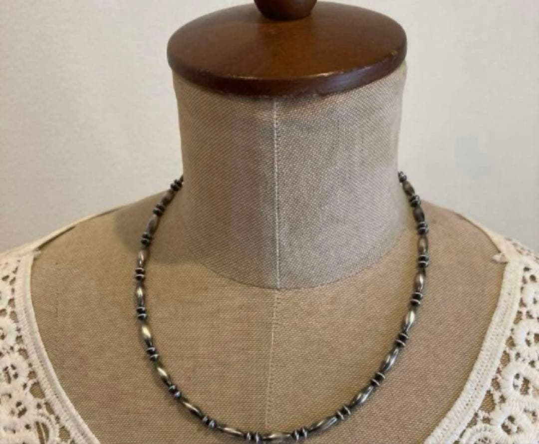 SV925製　ナバホパールのオリジナルデザインネックレス　45cm 粒大きめ