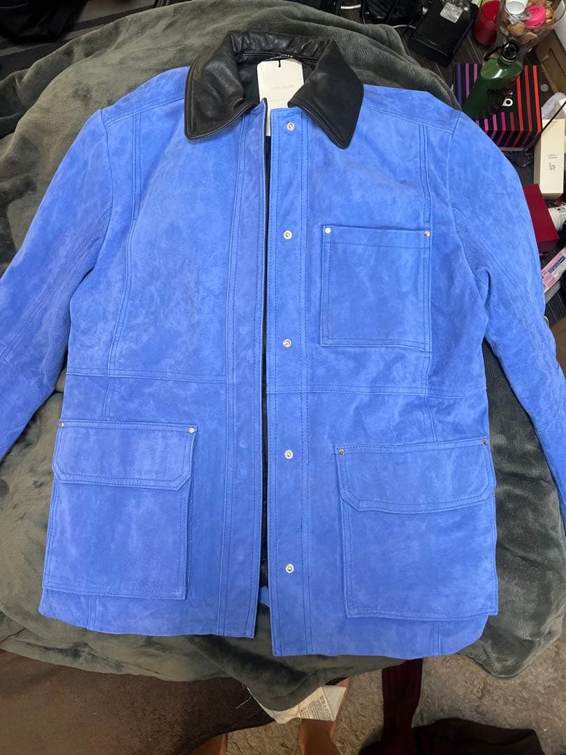 ZARA ザラ　本革　オーバーサイズ青レザージャケット新品タッグ付き