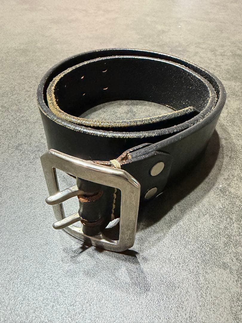 エヴィス ど根性ベルト レザーベルト 黒 ブラック EVISU