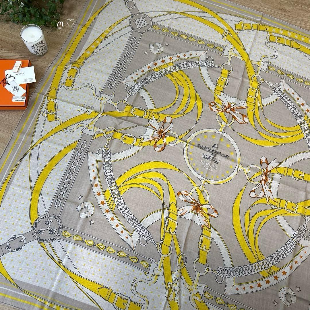 HERMESエルメス　カレジェアン　140　朝の散歩バンダナ　カシシル　ベージュ