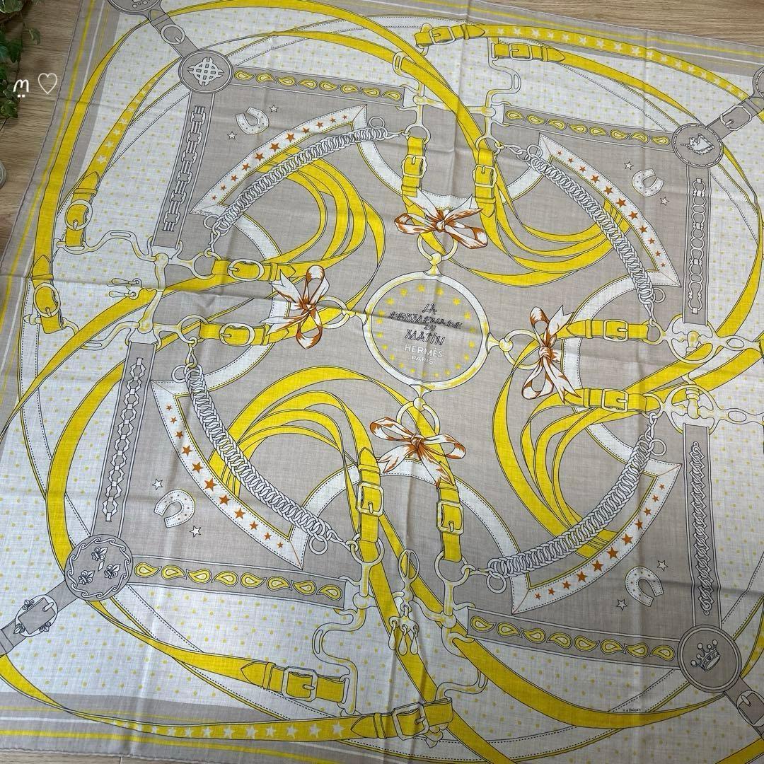 HERMESエルメス　カレジェアン　140　朝の散歩バンダナ　カシシル　ベージュ