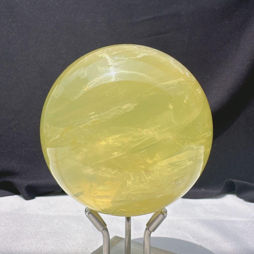 天然石 シトリンのスフィア　丸玉　置物E.30