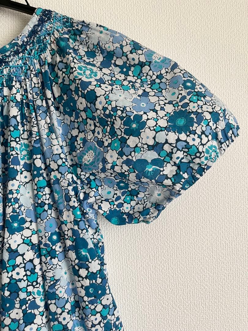 極美品⬛︎ジャカディJacadi青系花柄リバティ半袖ワンピース 150cm 12A