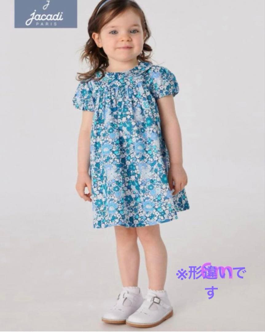 極美品⬛︎ジャカディJacadi青系花柄リバティ半袖ワンピース 150cm 12A