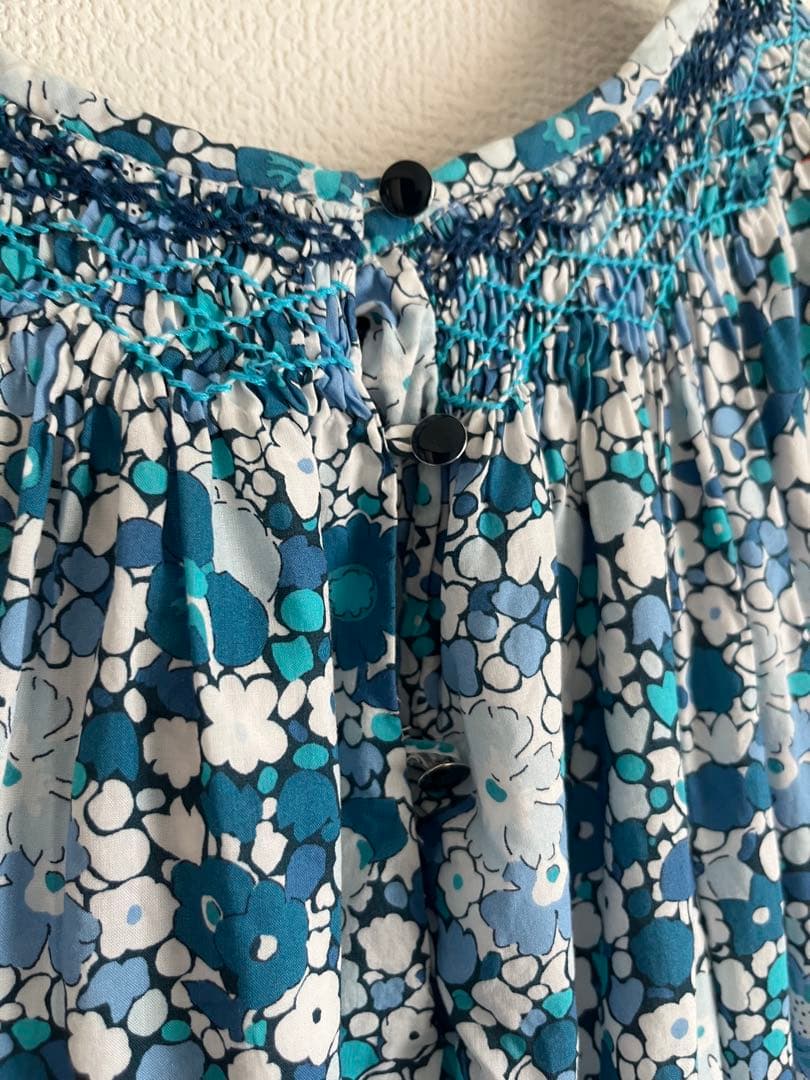 極美品⬛︎ジャカディJacadi青系花柄リバティ半袖ワンピース 150cm 12A