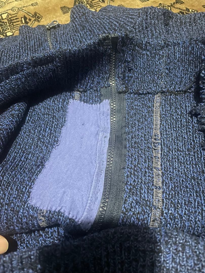 1960-70s フランス　ビンテージ　ニットジャケット　ダメージ　襤褸