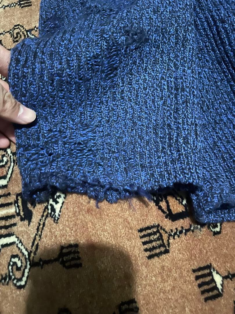 1960-70s フランス　ビンテージ　ニットジャケット　ダメージ　襤褸