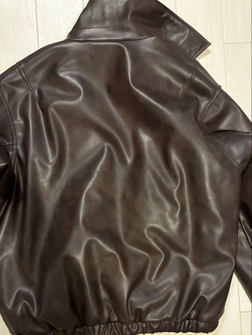 エアサーマルエリファーレザーブルゾン ブラウン レザー ジャケット ファー襟