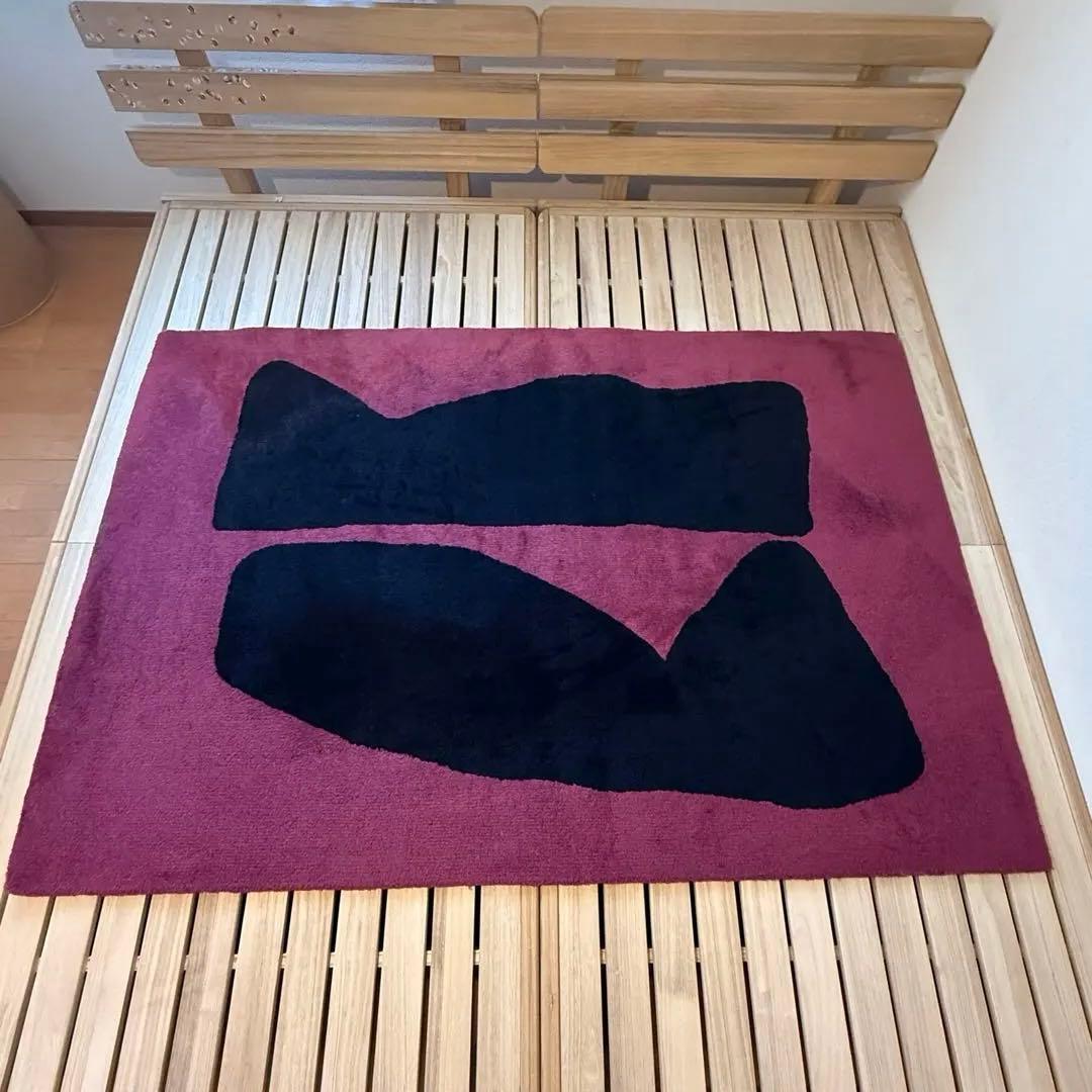 IDÉE イデー ヴィンテージラグ ワインレッド 抽象柄 総柄 178×120