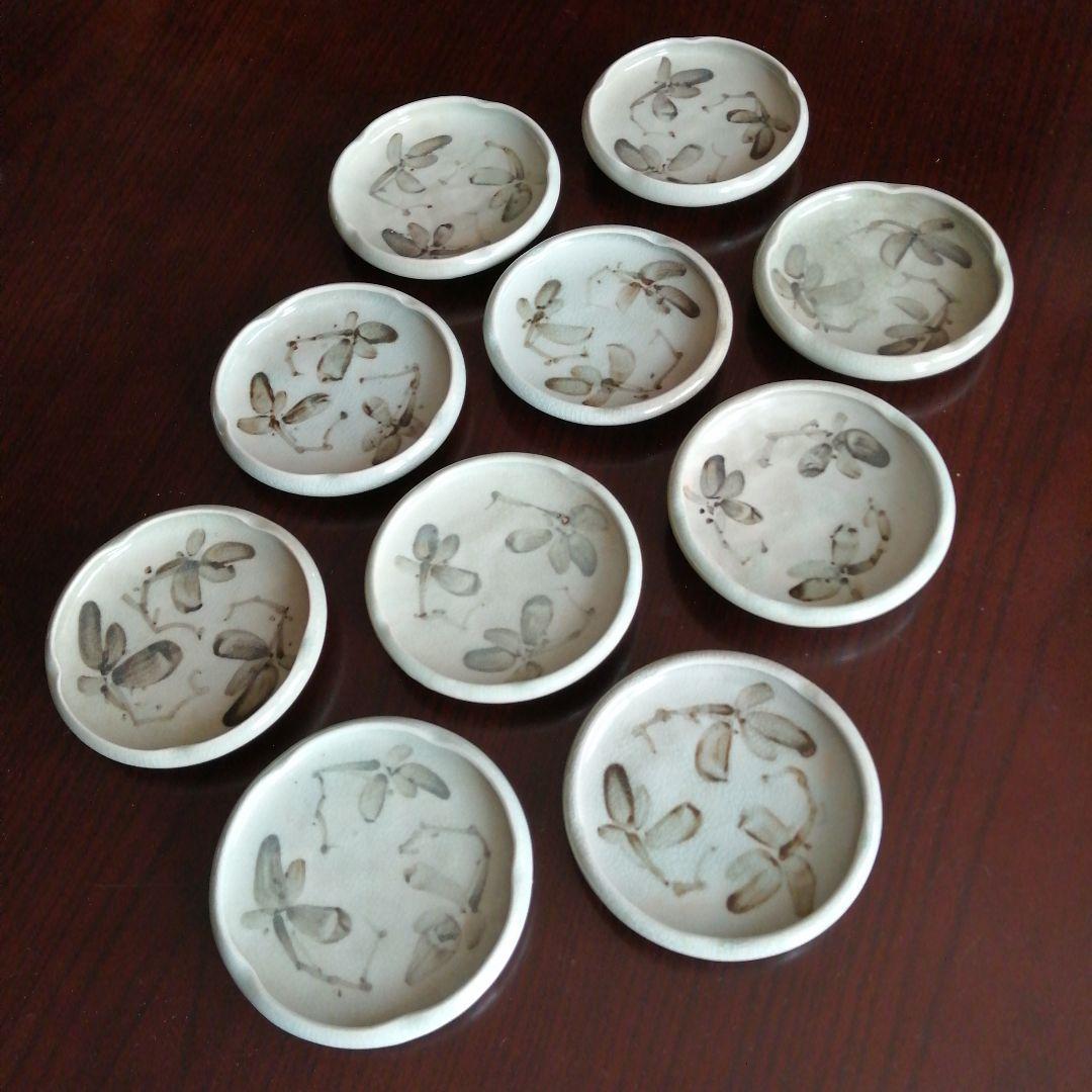 京焼　鉄絵小皿　10枚　11.8cm　大正～昭和中期