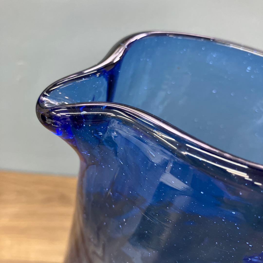 D-壁 琉球ガラス 水差し ピッチャー ブルー 吹きガラス デキャンタ 花瓶