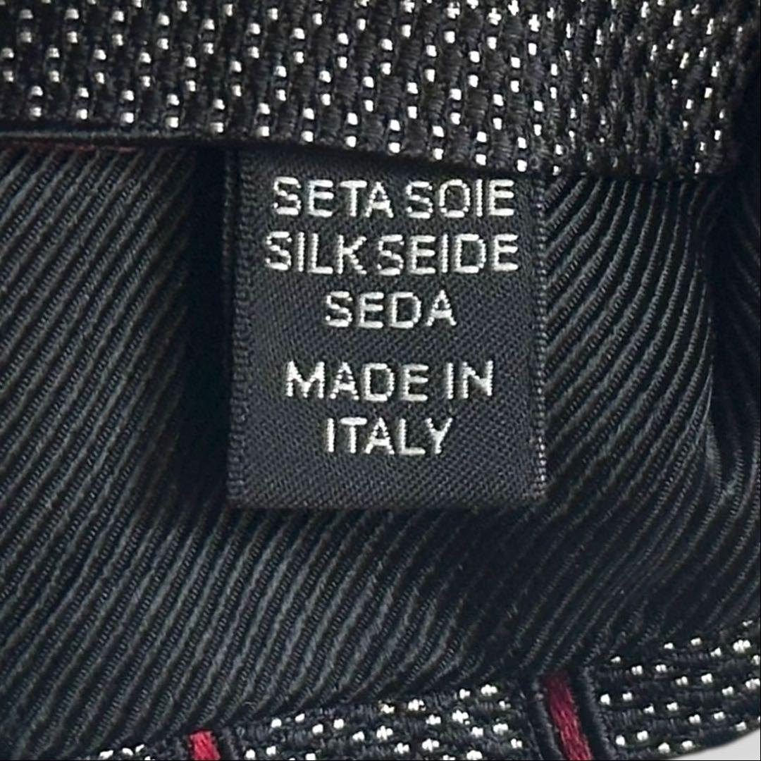 美品✨エルメネジルドゼニア　ネクタイ　ジャガード　ブラック　バーガンディ