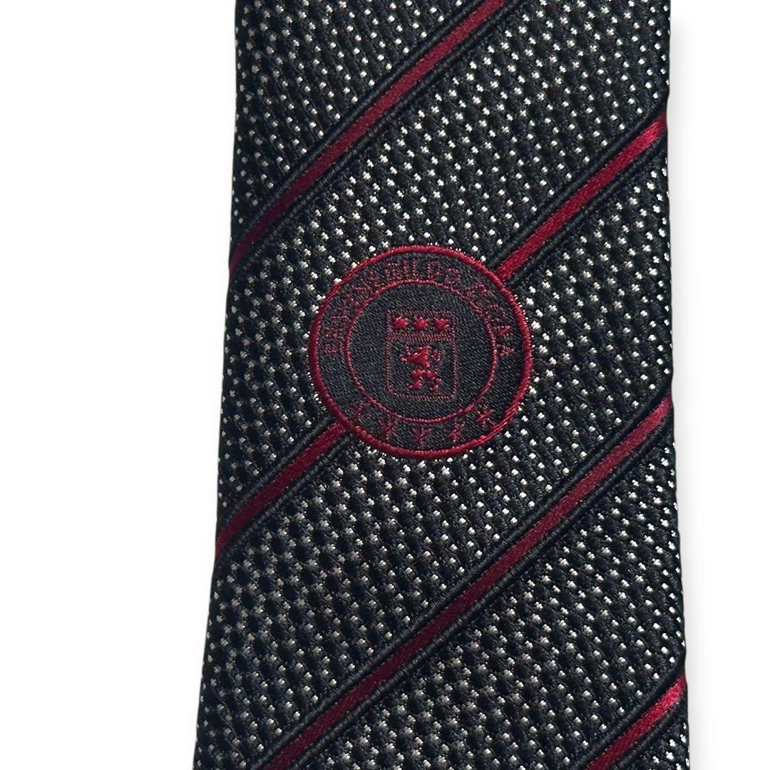 美品✨エルメネジルドゼニア　ネクタイ　ジャガード　ブラック　バーガンディ