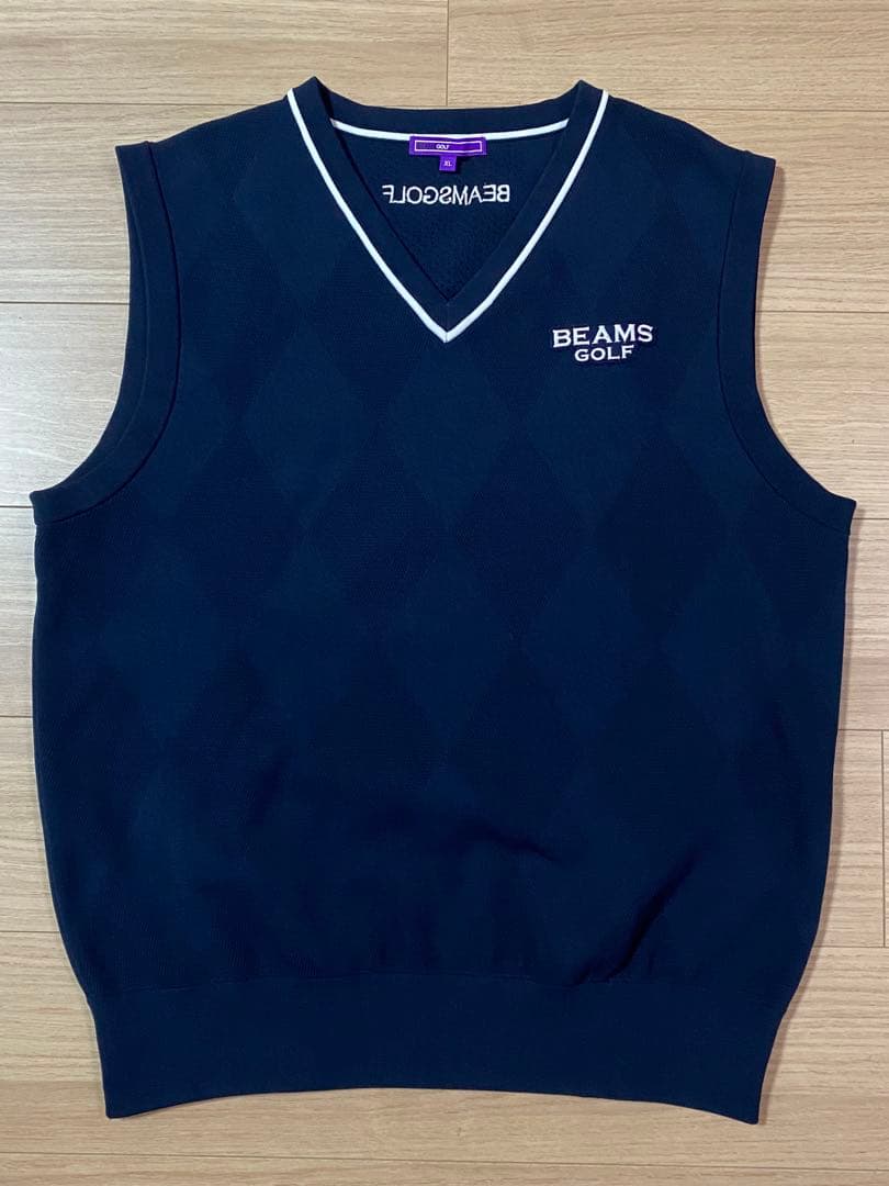 BEAMS GOLF ネイビー Vネック ベスト XL