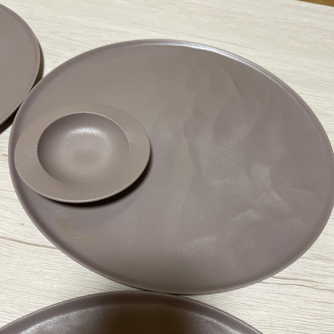 エイラス ARAS 大皿 27cm ピンクグレー 4枚セット 豆皿スクープ4枚付