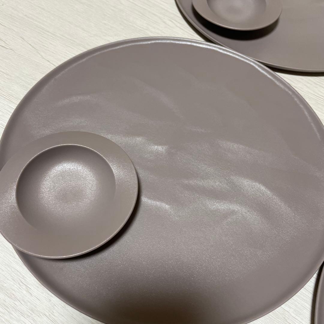 エイラス ARAS 大皿 27cm ピンクグレー 4枚セット 豆皿スクープ4枚付