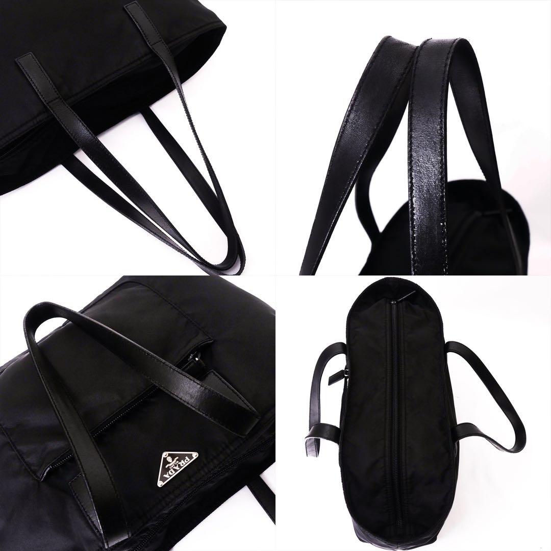 超美品 PRADA プラダ バッグ トートバッグ レザー ナイロン 黒