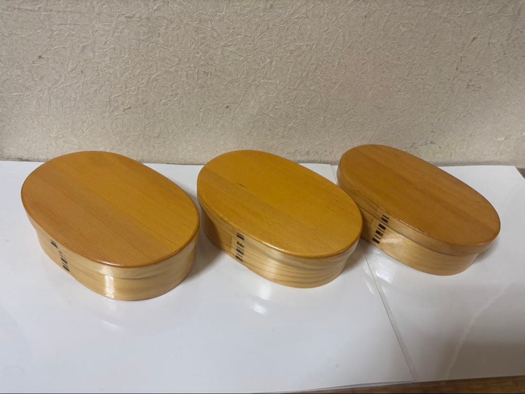 曲げわっぱ　小判型弁当箱(中) 3個