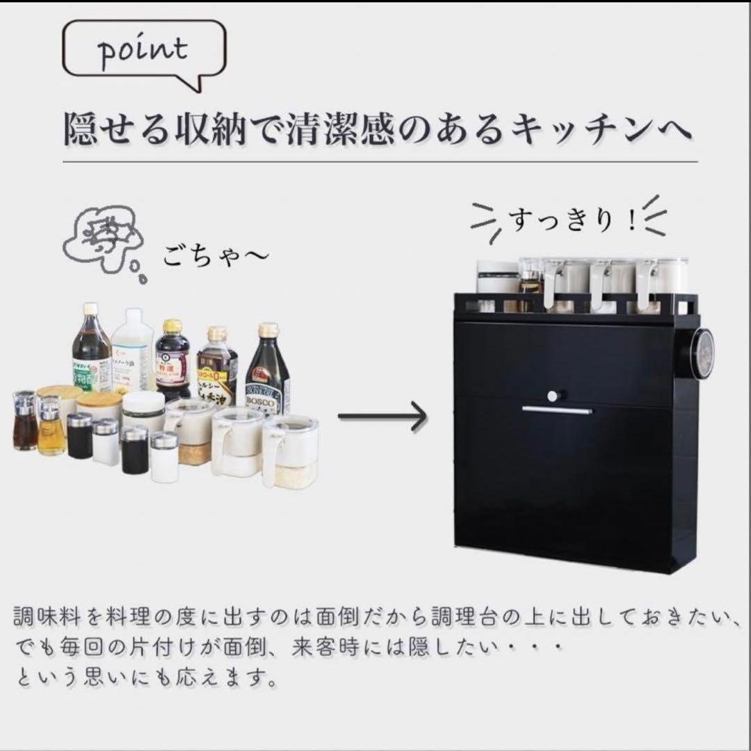 隠せる調味料ラック 前が開く 完成品 (ホワイト)