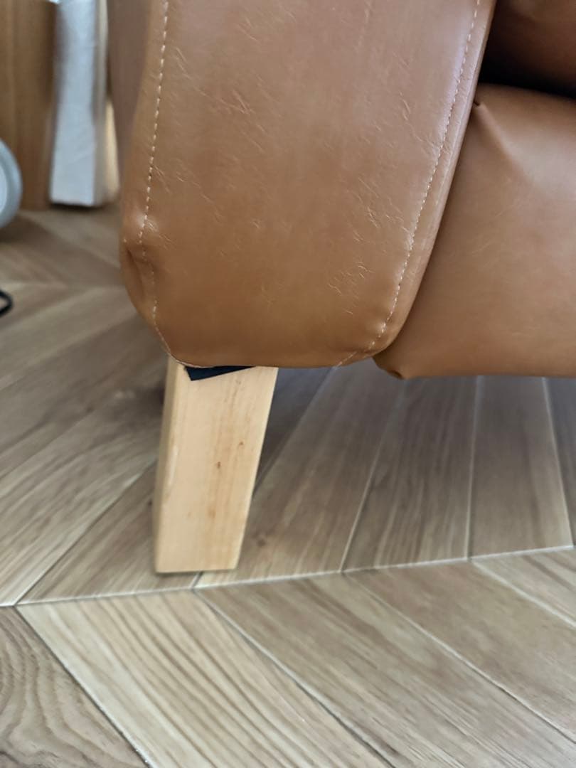 ブラウンレザー2人掛けソファ