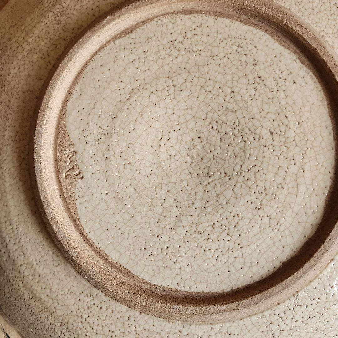 六兵衛作山水南画志野焼き大皿