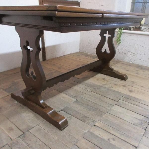 イギリス アンティーク 家具 ダイニングテーブル ドローリーフ 英国 6836d