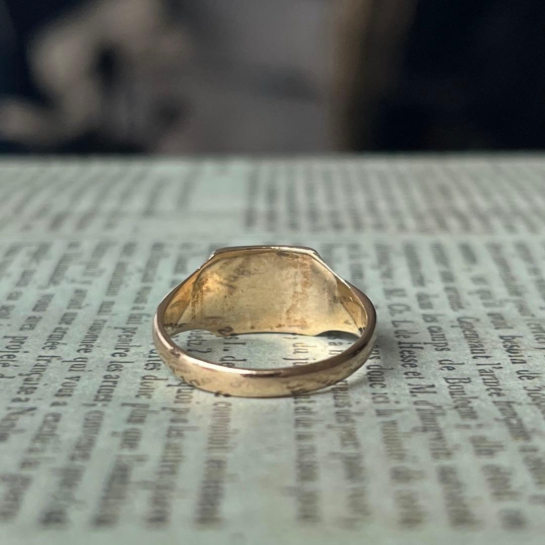 英国　イギリス　ヴィンテージ　9k 9金　シグネットリング