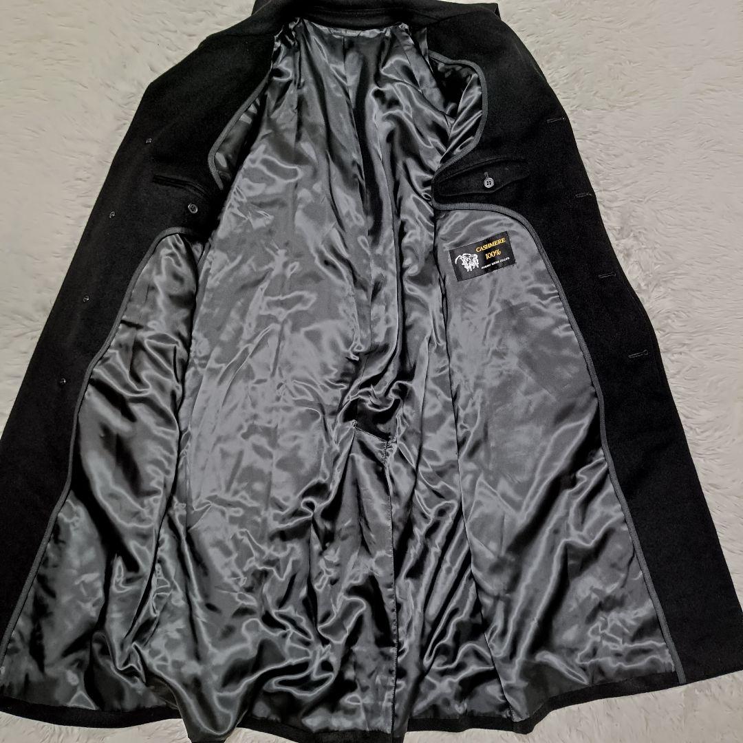 美品　深喜毛織　カシミヤ100 チェスターコース　ブラック　Sサイズ