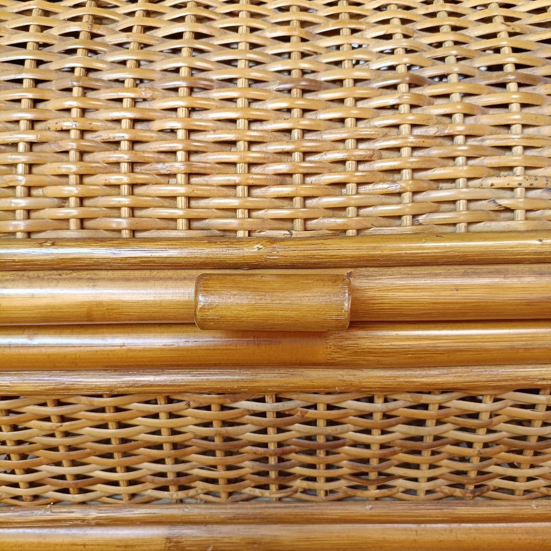 希少　飴色ラタン収納 ランドリーラック バスケット キャスター付き