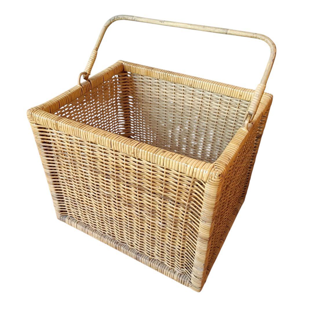 希少　飴色ラタン収納 ランドリーラック バスケット キャスター付き