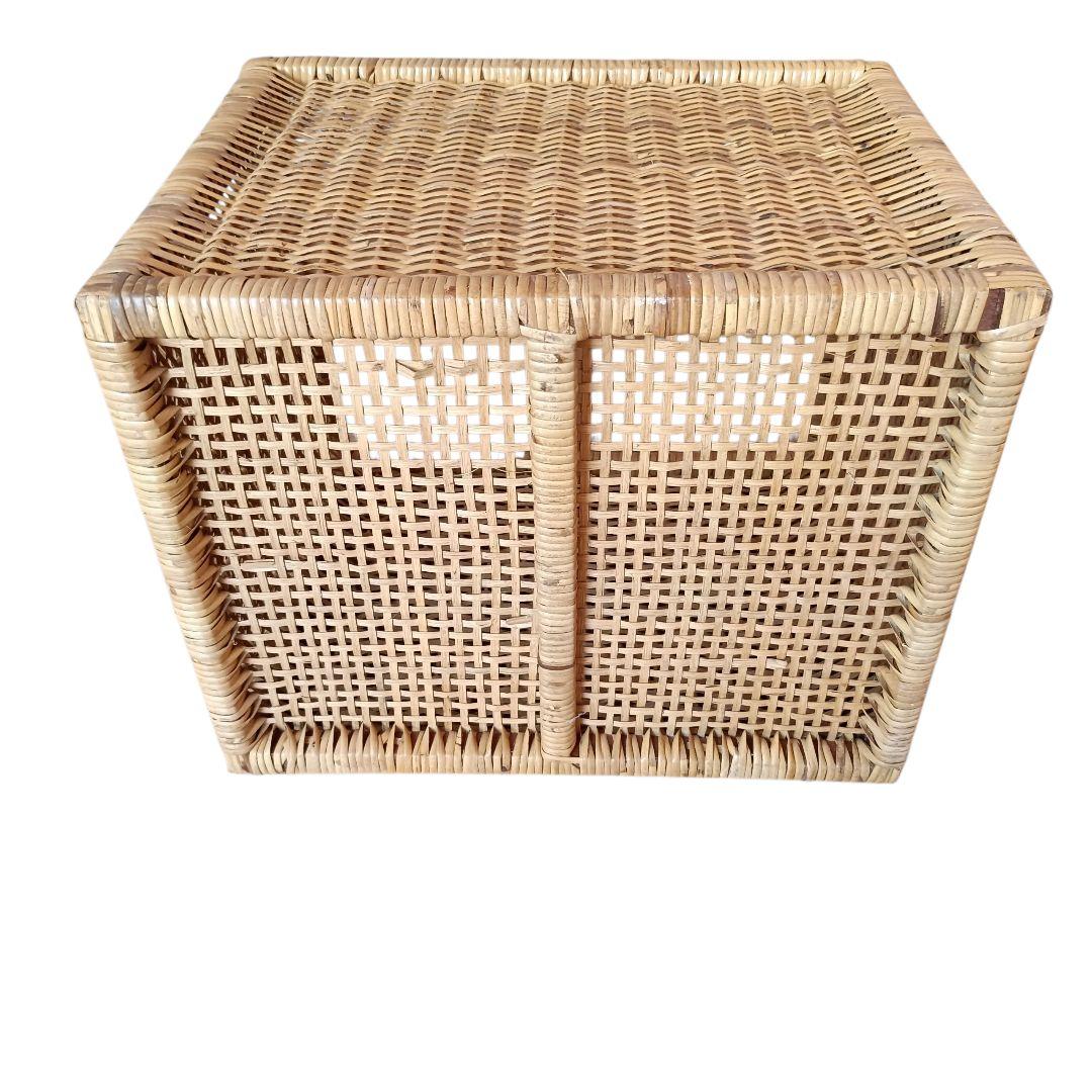 希少　飴色ラタン収納 ランドリーラック バスケット キャスター付き