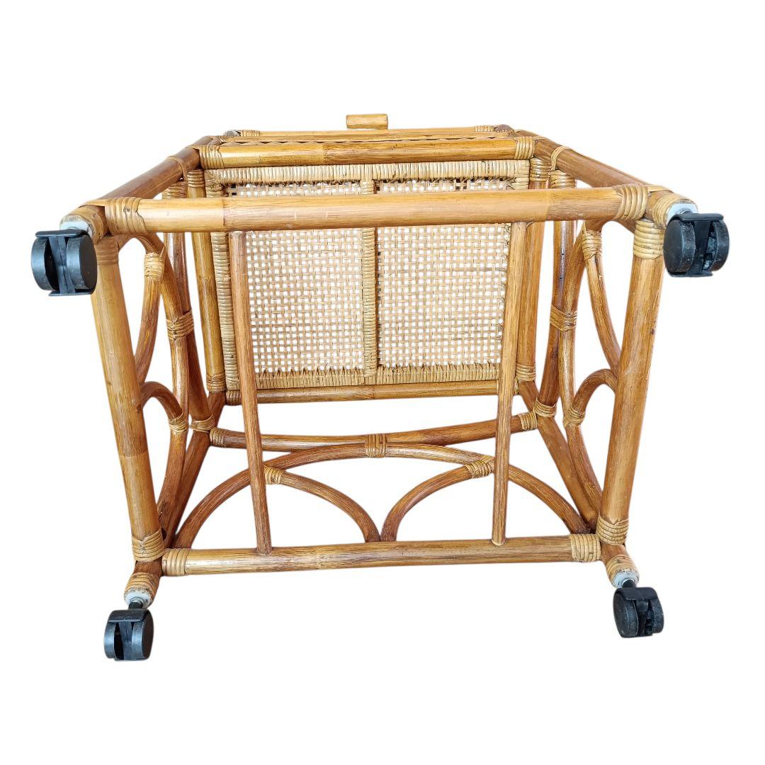 希少　飴色ラタン収納 ランドリーラック バスケット キャスター付き