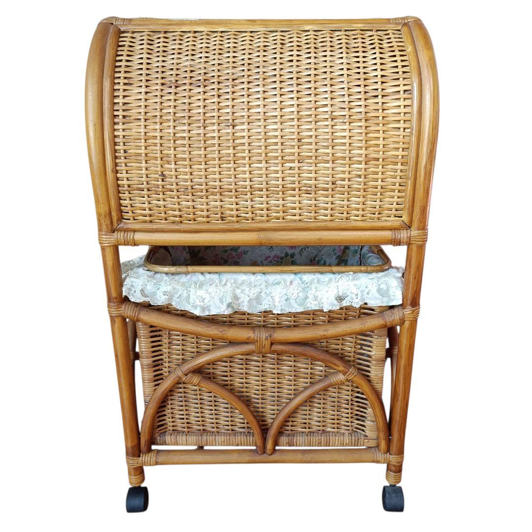 希少　飴色ラタン収納 ランドリーラック バスケット キャスター付き