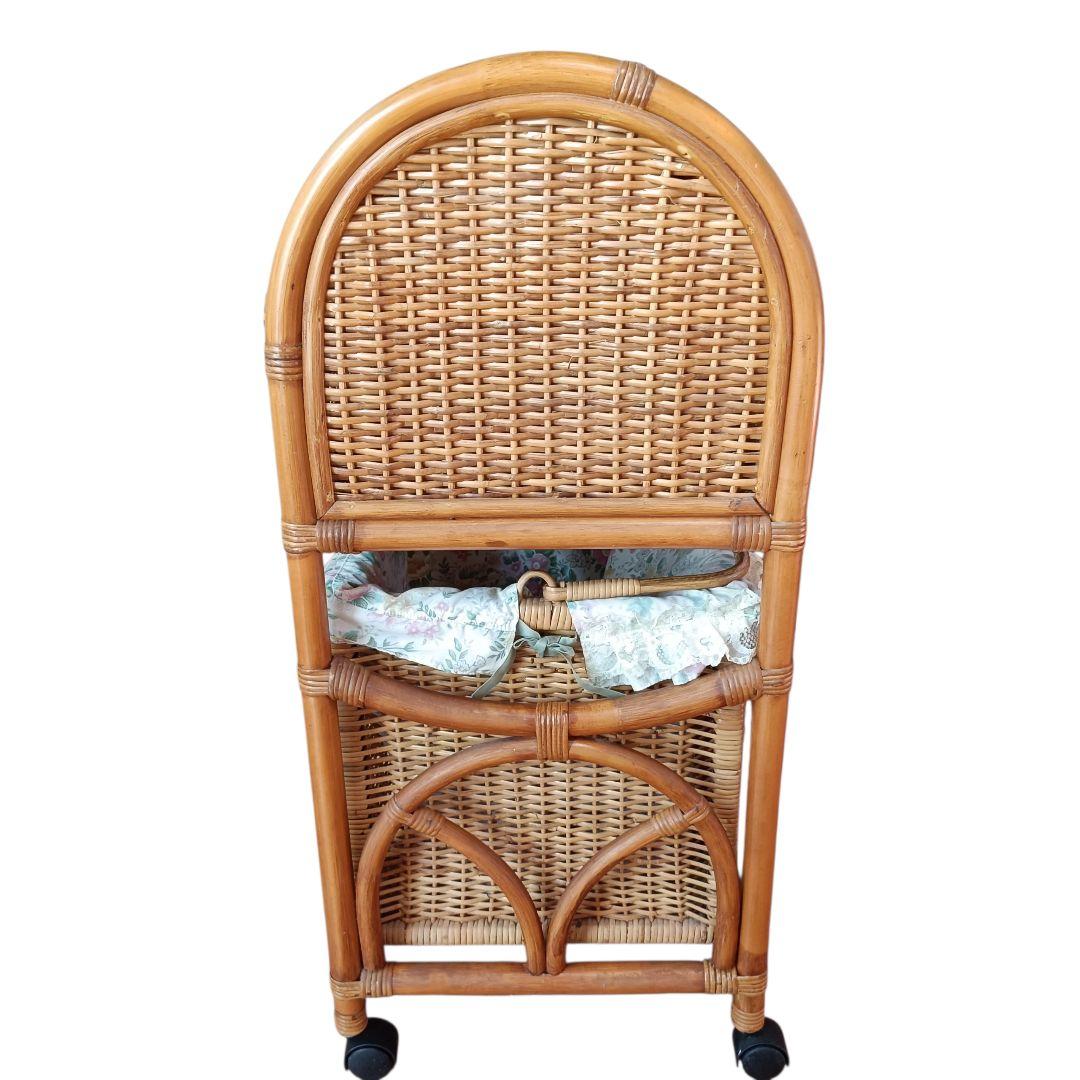 希少　飴色ラタン収納 ランドリーラック バスケット キャスター付き