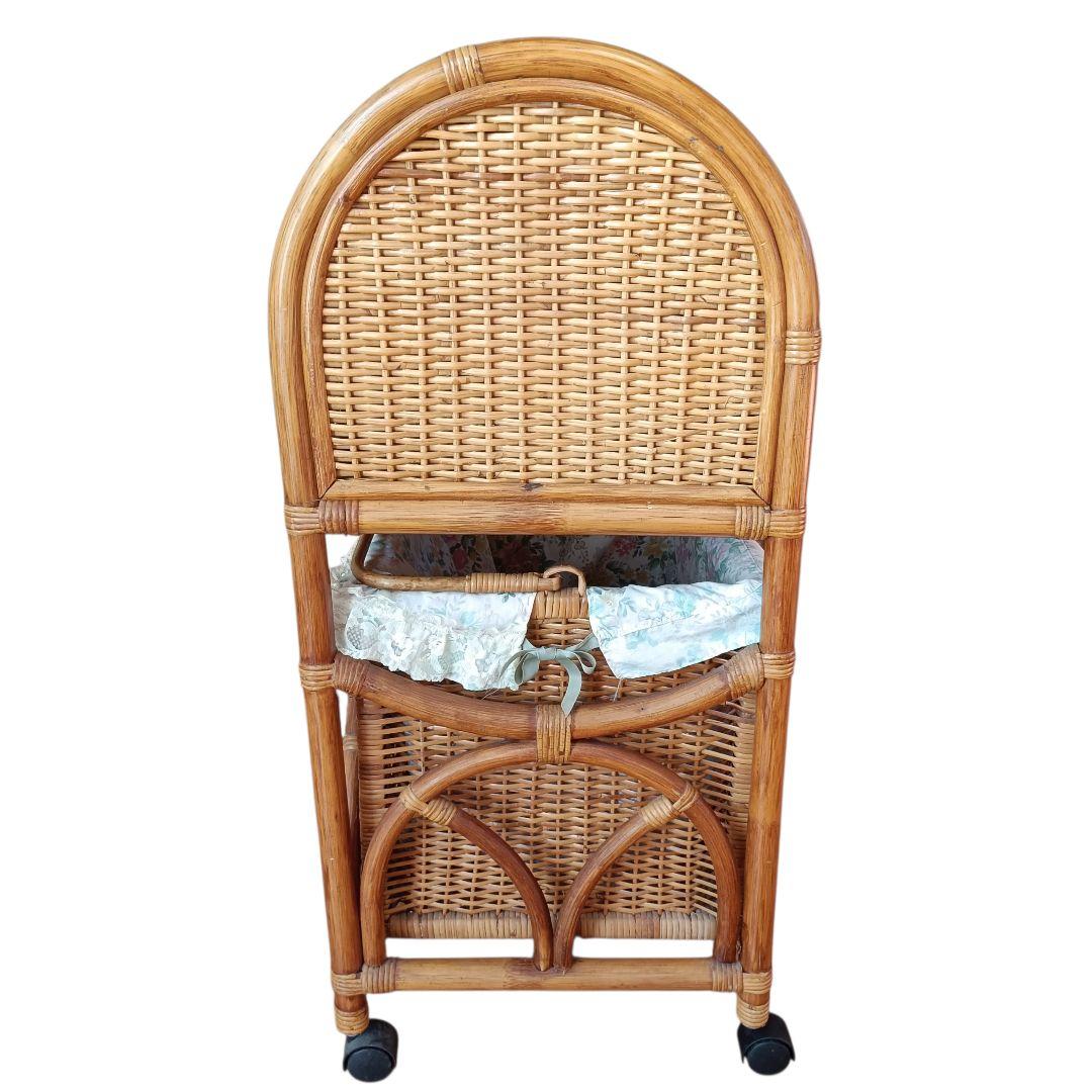 希少　飴色ラタン収納 ランドリーラック バスケット キャスター付き