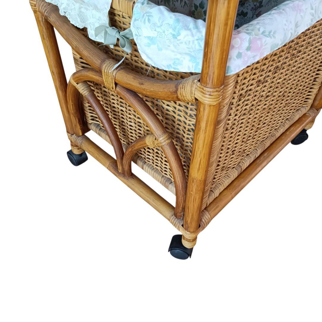 希少　飴色ラタン収納 ランドリーラック バスケット キャスター付き
