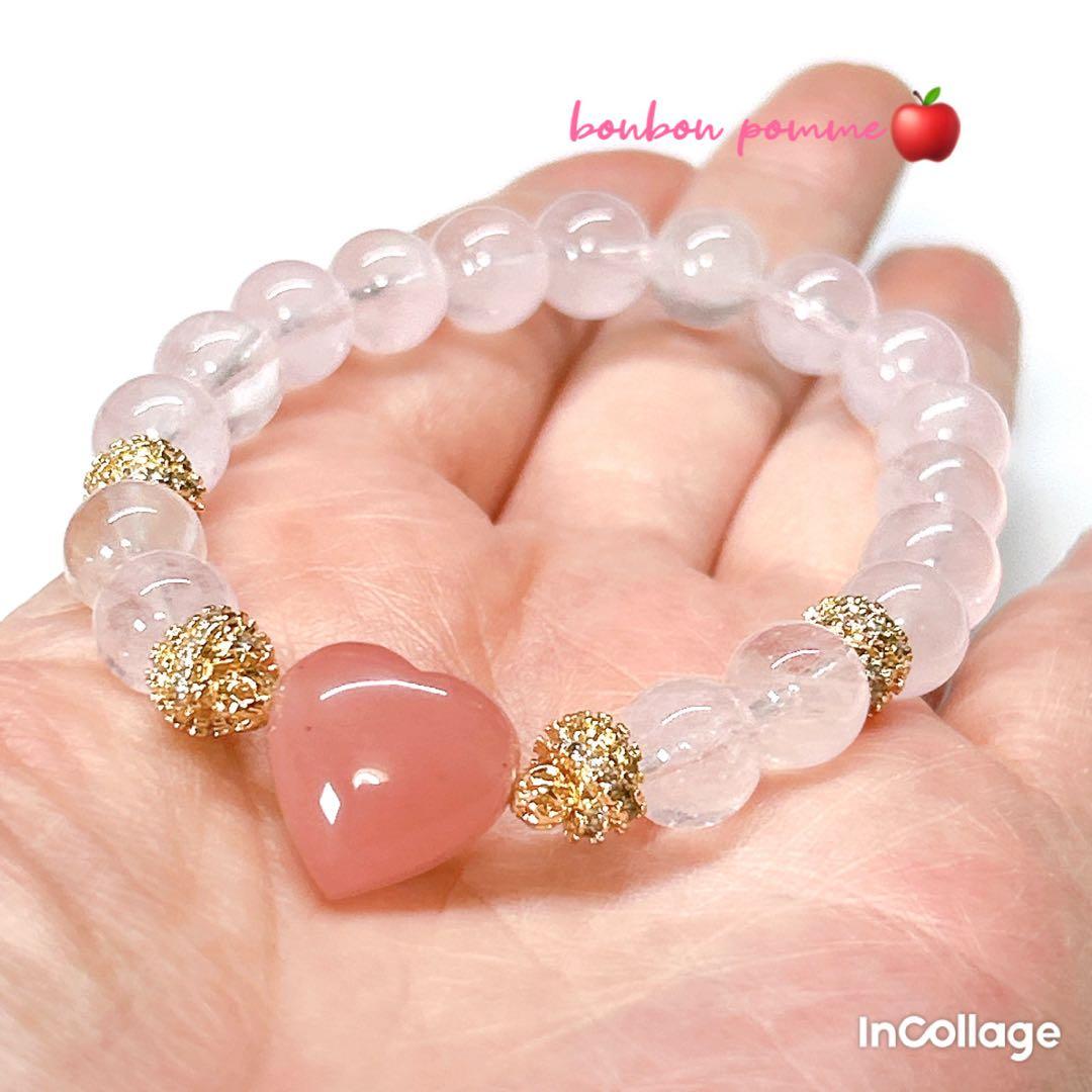 グァバクォーツのハートとピンクモルガナイト