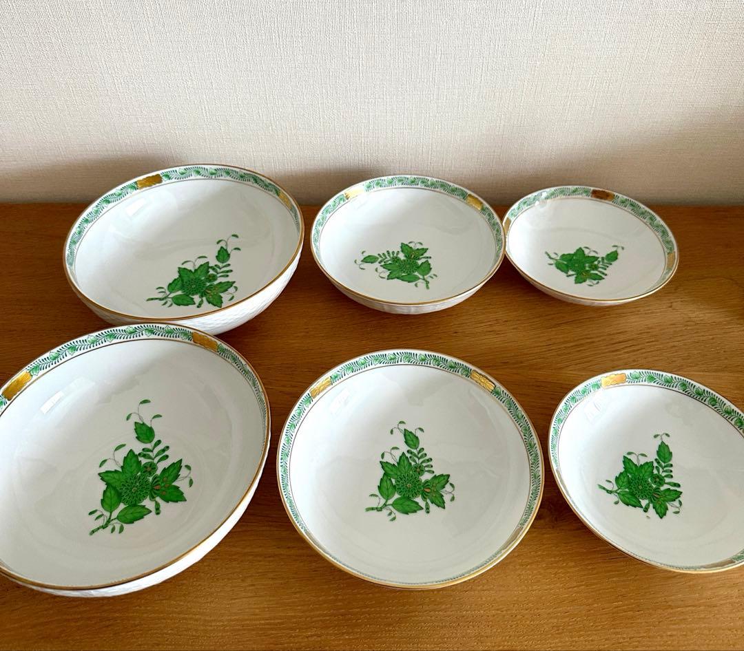 Herend アボニーグリーン大中小ボウル3点セット　廃盤品