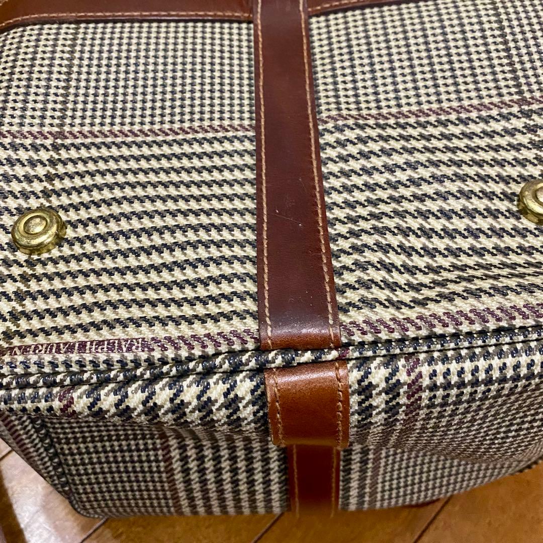 【美品】POLO RALPH LAUREN 千鳥格子 ボストンバッグ 大容量