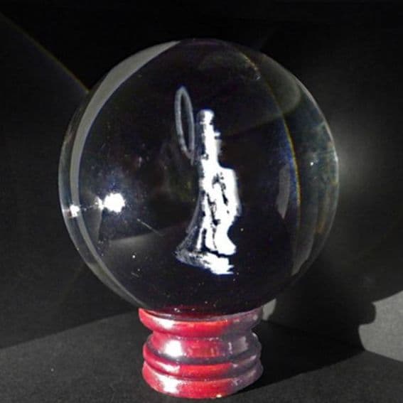 白衣観音 立像 水晶 彫刻 台付 化粧箱付