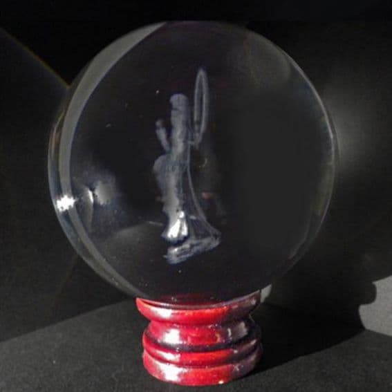 白衣観音 立像 水晶 彫刻 台付 化粧箱付