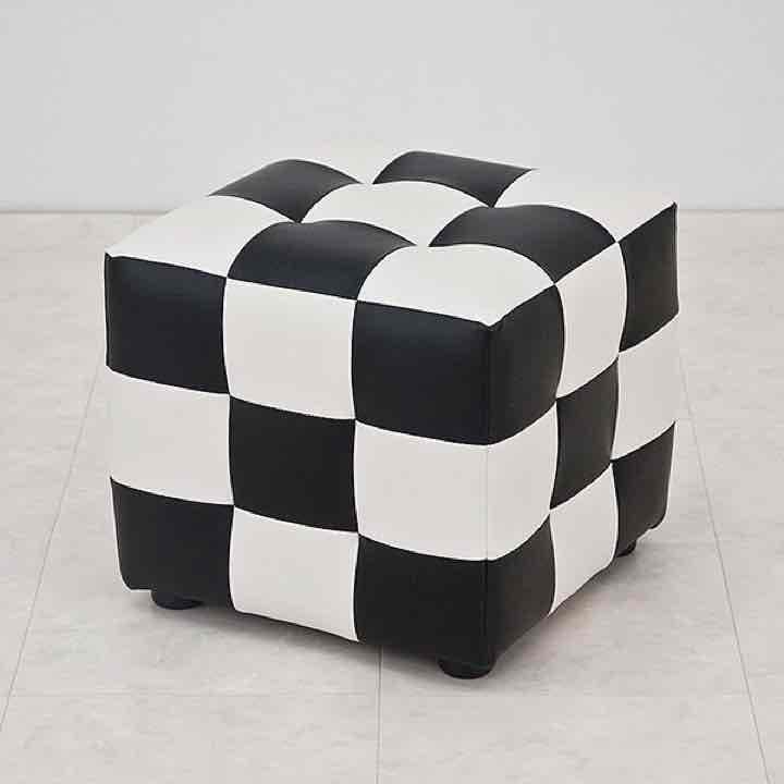 ☆定価15984円☆キューブスツール　BK/チェッカー/WH