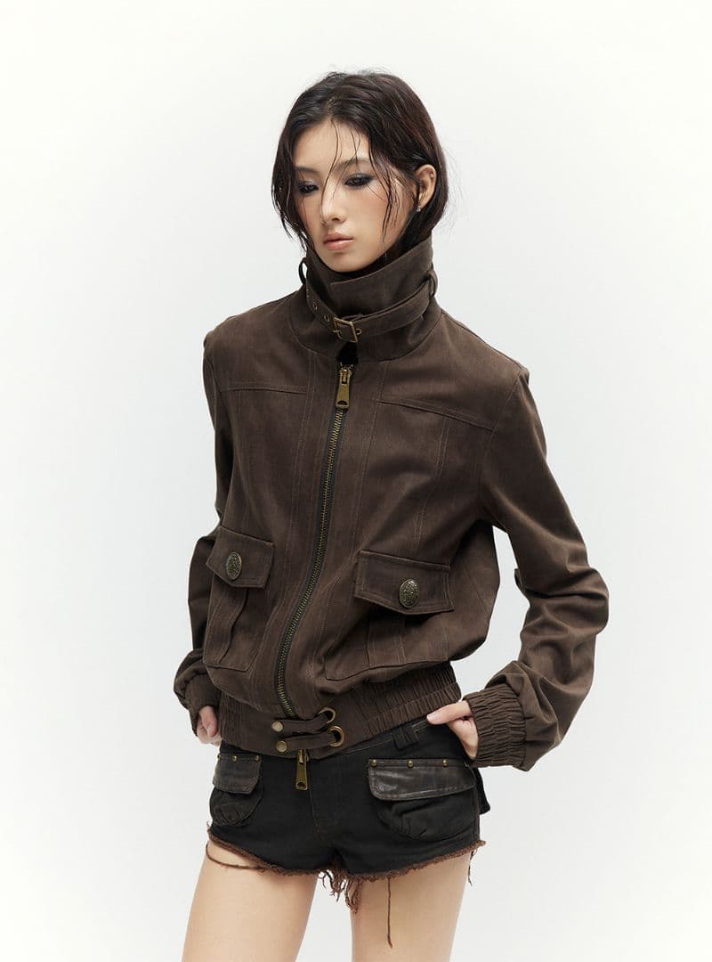 ジャケット・アウター Vintage Brown Suede Short Jacket