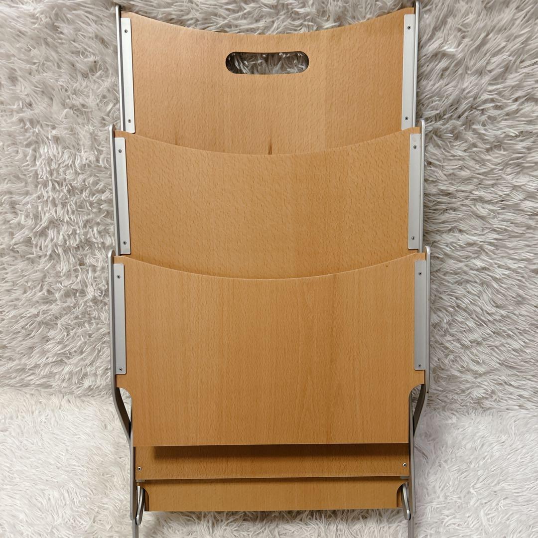 YCAMI イカミ 折りたたみ式 マガジンラック アルミ+ウッド