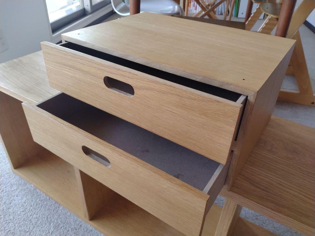 【美品】MUJI無印良品 スタッキングシェルフオーク材3段/チェストハーフ×2