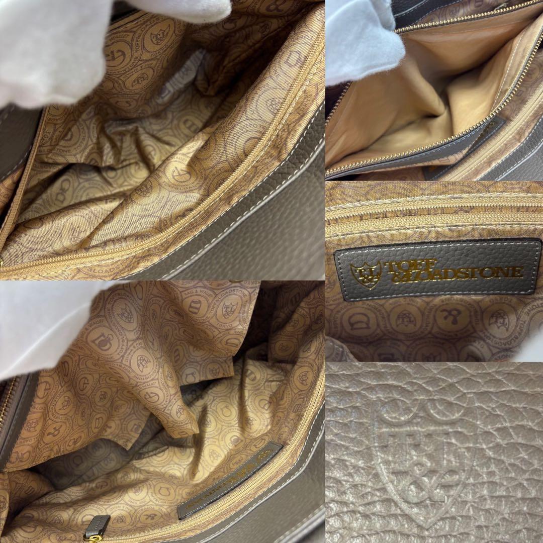 美品トフアンドロードストーン トートバッグ マスタッシュ レザー グレージュ