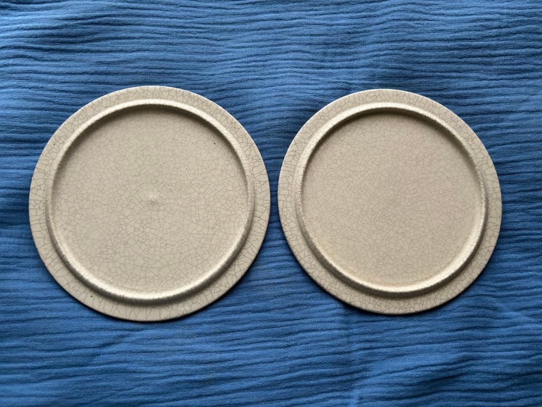 船串篤司さんプレート 貫入 2枚セット　直系約18cm