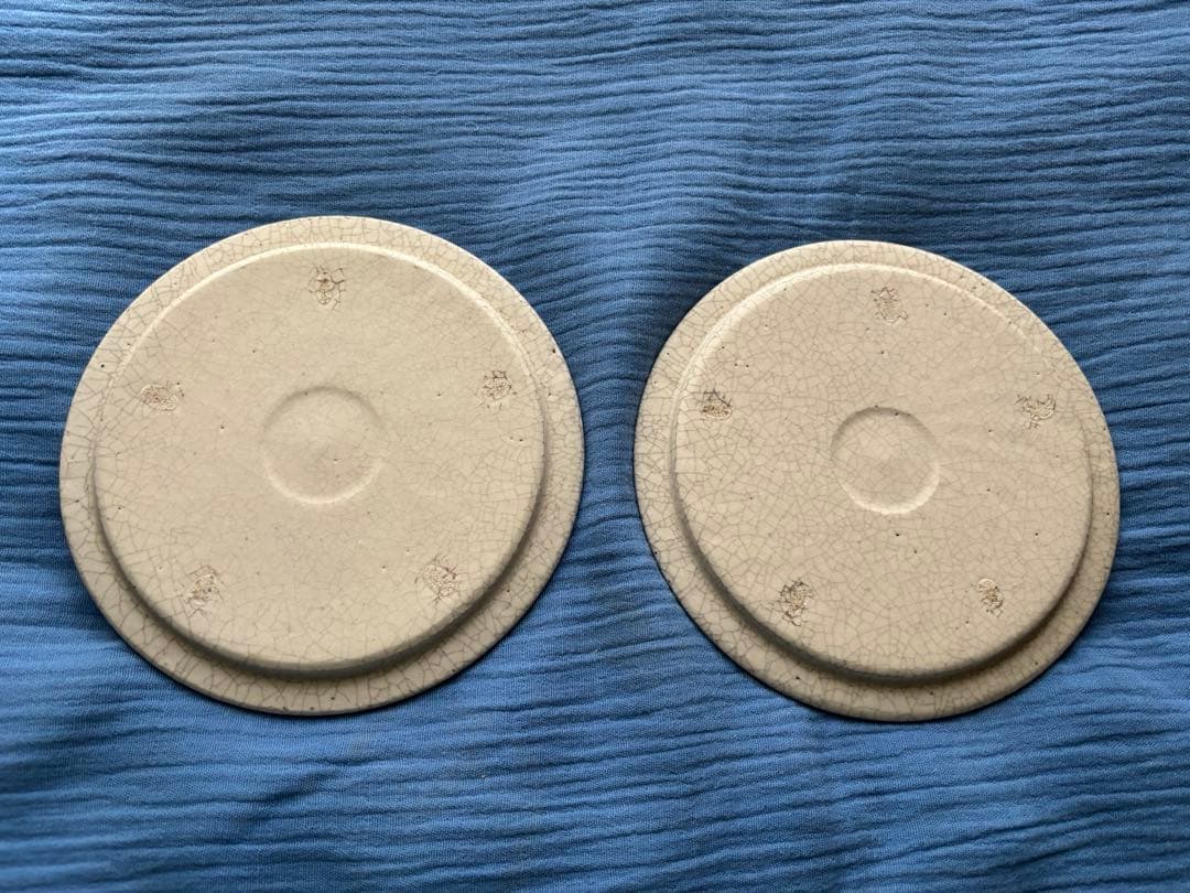 船串篤司さんプレート 貫入 2枚セット　直系約18cm