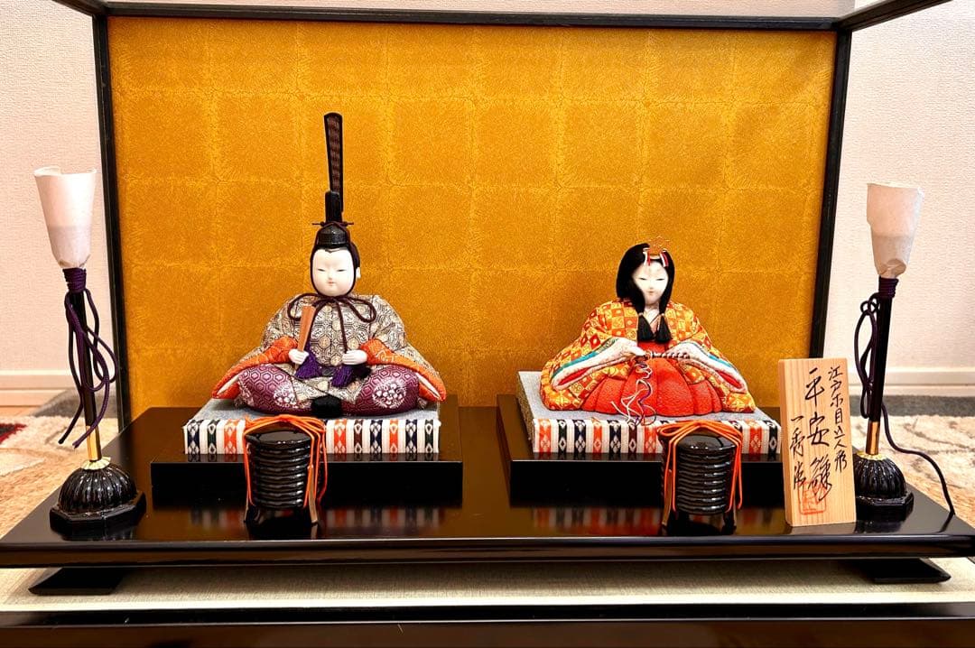 お値下げ♡アンティーク物　雛人形　江戸木目人形　ガラスケース入り♡