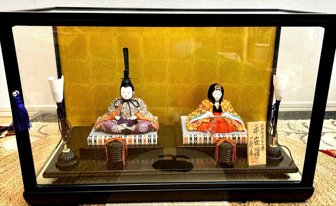 お値下げ♡アンティーク物　雛人形　江戸木目人形　ガラスケース入り♡